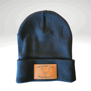 Black Leather Patch Beanie