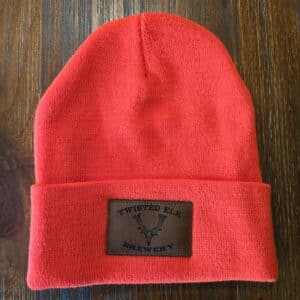 Orange Leather Patch Beanie